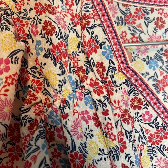 Women Colorful Girly Bloomcore Ditzy Floral Chiffon Flutter Sleeve Top XL* - Picture 5 of 13